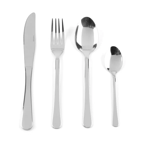 Salter BW06528 Bakewell Kitchen Dining Room Cutlery Set, 24 Piece, 6 x Forks, 6 x Knives, 6 x Tablespoons, 6 x Teaspoons, Stainless Steel