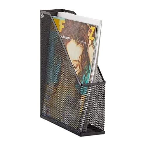Limited offer: Relaxdays Stand Metal Mesh Upright Lever Arch File A4 to C4, Archive Box, Eyelets For Wall Mounting, Document Holder, Metal, Black, 31.5 x 7.2 x 25 cm from 29.99 EUR to 17.47 EUR (save 42%)