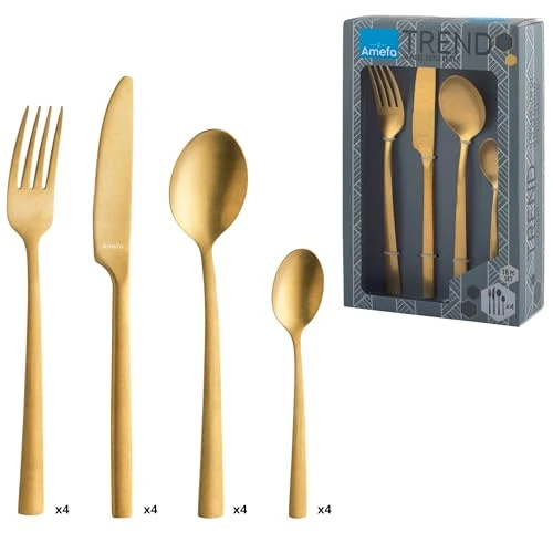 Limited offer: AMEFA Manille Cutlery Set, stainless steel, gold, 15,3 x 6,2 x 25 cm from 34.87 EUR to 34.87 EUR (save 0%)