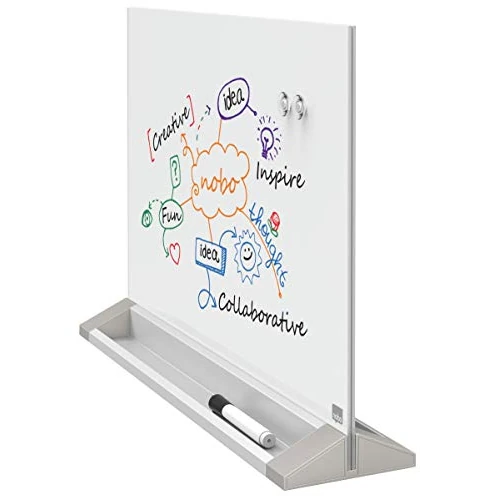 Offerta a tempo: Nobo Lavagna Magnetica a 2 Lati in Vetro, Autoportante, con Pennarello e Magneti Inclusi, Cancellabile a Secco e Senza Cornice, 585 mm x 447 mm - Bianco Brillante - 3% da 156.55 € a 152.45 €