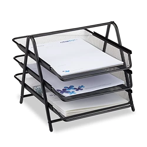 Offerta a tempo: Relaxdays 10022496_46 Vaschette Porta-Documenti e Lettere da Scrivania in Metallo — 22% da 24,99 € a 19,37 €