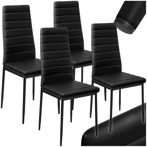 Offerta a tempo: tectake® Set 4 Sedie Sala da Pranzo in Pelle Sintetica, Sedie da Cucina Eleganti e Comode, Sedie Sala da Pranzo Moderne Stabili e Robuste, Sedie da Pranzo Versatili - Nero - 25% da 106.99 € a 79.79 €