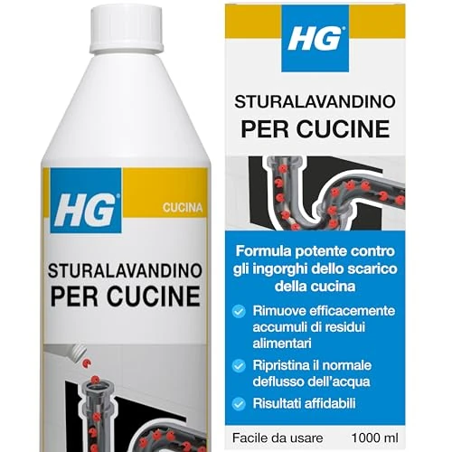 Offerta a tempo: HG Sturalavandino per Cucine - Stura Lavandini e Scarichi Naturale, Sicuro per Fosse Settiche, 1 L - 30% da 11.45 € a 7.99 €