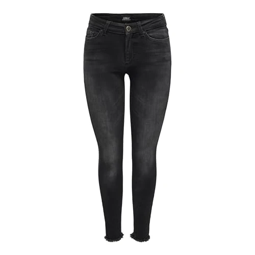 ONLY Damen Onlblush Mid Ank Rw Rea1099 Noos Jeans, Zwart Denim, L / 32L EU