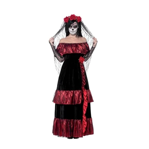 Offerta a tempo: SMIFFYS Costume Sposa Giorno dei Morti, comprende Abito e Velo con Rose Halloween — 5% da 37,78 € a 35,89 €