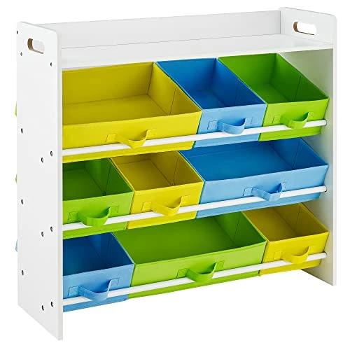 Zeitlich begrenztes Angebot: SONGMICS Kinderzimmerregal, Spielzeug-Organizer mit 9 herausnehmbaren Vlieskörben, Spielzeug- und Bücherregal fürs Kinderzimmer, Weißer Rahmen, GKR31WT, 78 x 26,5 x 82,5 cm von 34.99 € auf 32.99 € (6% Rabatt)
