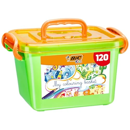 BIC Kids My Colouring Basket, Set Colori per Bambini, 60 Matite Colorate + 60 Pennarelli Colorati, 120 Unità, Idea Regalo, Cancelleria Casa e Scuola