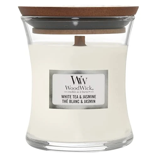 Limited offer: WoodWick Scented Candle with Crackling Wick | White Tea & Jasmine Mini Hourglass Candle | Up to 20 Hours Burn Time | Perfect Gifts for Women from 8.90 EUR to 8.90 EUR (save 0%)