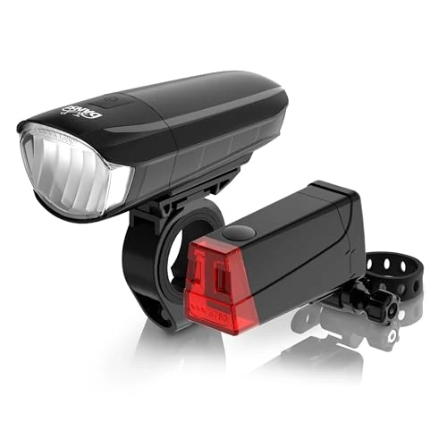 Zeitlich begrenztes Angebot: DANSI Fahrradleuchten-Set StVZO I LED-Fahrradlicht I Rad-Licht hell vorne (30/15 Lux, Batterie-Leuchtense) von 10.99 € auf 10.99 € (0.00% Rabatt)