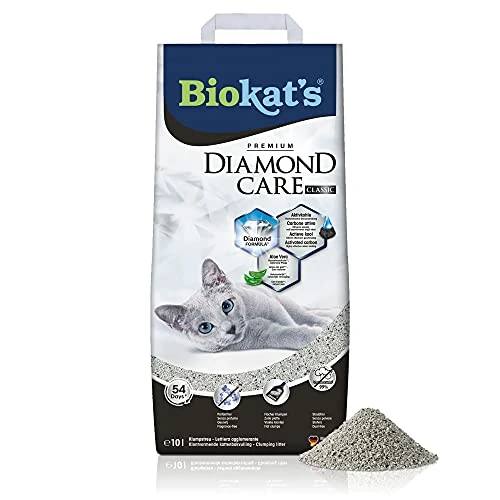 Offerta a tempo: Biokat's Diamond Care Classic senza profumo, Lettiera per gatti a grana fine con carbone attivo e aloe vera, 1 Sacco, 1 x 10 L - 15% da 11.49 € a 9.77 €