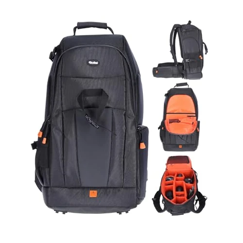 Tijdelijke aanbieding: Rollei Fotoliner Fotorugzak L, grote camerarugzak, daypack met snelle toegang, laptopvak, regenbescherming en handbagage geschikte maten ,Zwart/Oranje van 71.34 € naar 71.34 € (0.00% korting)