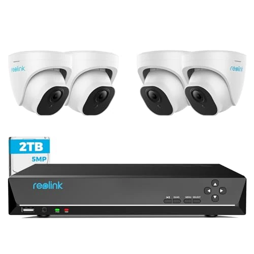 Beperkte aanbieding: Reolink 5MP PoE beveiligingscamera systeem, 8CH CCTV systeem met 2TB Hard Drive NVR en 4X 5MP Outdoor PoE IP Camera's, 30m nachtzicht bewegingsdetectie op afstand voor thuisgebruik, RLK8-520D4-5MP van 499.99 EUR naar 499.99 EUR (besparing 0%)