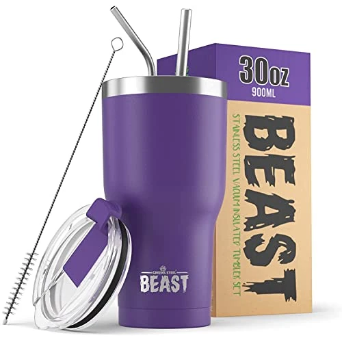 Begrenztes Angebot: Greens Steel Beast Tumbler – 900 ml (30 oz), Dunkellila | Wiederverwendbarer Edelstahl, vakuumisolierter Becher | mit 2 Strohhalmen & Reinigungsbürste | Doppelwandiger Reise-Thermobecher von 27.36 EUR auf 27.36 EUR (Rabatt 0%)