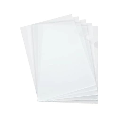 Confezione da 50 copertine in plastica trasparente per documenti e presentazioni, formato A4, con apertura superiore e laterale