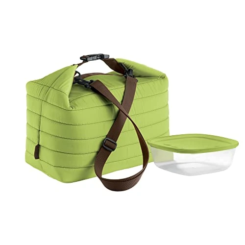 Offerta a tempo: Guzzini - On the Go, Borsa Termica Grande con Tracolla con Contenitore - Verde Mela, (Bag) 30 x 18 x h30 cm; (Container) 19,6 x 19,6 x h7 cm, 1400 cc - 03290384 - 36% da 34.00 € a 21.84 €