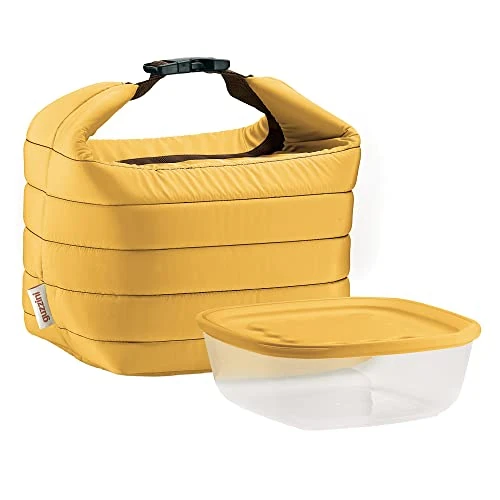 Guzzini - On The Go, Small Thermal Bag with Airtight Container Handy - Ochre, 22 x 18 x H22 cm - 032950165