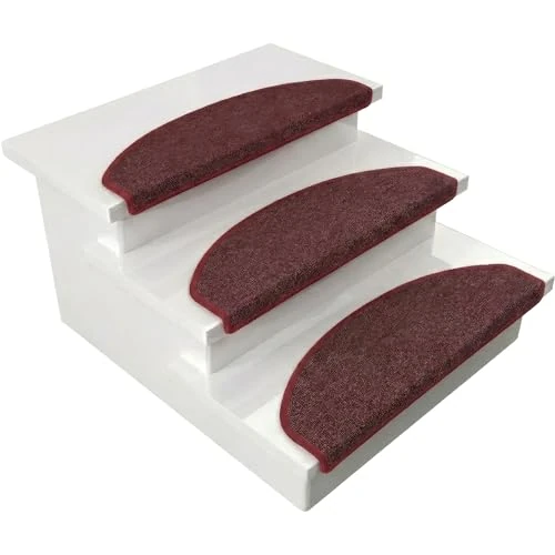 Floordirekt 1 x tappetini per gradini Interni per Scale, Tappeto per Scale, Tappeto Autoadesivo, per gradini, Protezione Scale, Tappeto per gradini (Londra, Rosso Vinaccia, 65 x 23 cm, semicircolare)