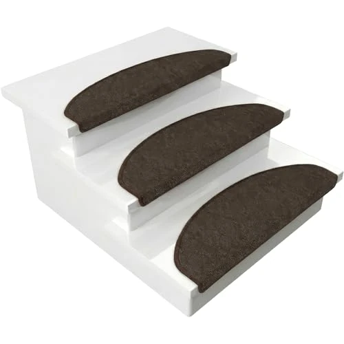 Floordirekt “London“, 15 stuks voordelige halfronde en rechthoekige trapmatten in 11 kleuren (halfrond, groot, lichtbruin)