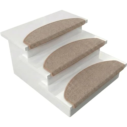 Floordirekt 1 x tappetini per gradini Interni per Scale, Tappeto per Scale, Tappeto Autoadesivo, per gradini, Protezione Scale, Tappeto per gradini (Londra, Beige, 65 x 23 cm, semicircolare)