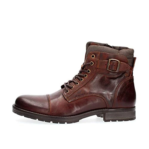 JACK & JONES Jfwalbany Leather Brown Stone STS, Bottes Motardes Homme, Marron, 40 EU