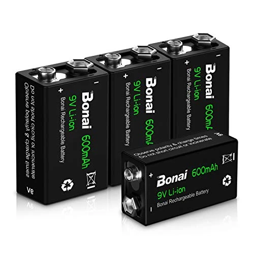 Offerta a tempo: BONAI 9V Batteria Ricaricabile 600mAh Lithium Pre-caricate Pile Ricaricabili 9V da 1200 cicli Senza l'Effetto della Memoria Anche è Auto-Scarica Bassa Confezione da 4 Pezzi - 68% da 24.99 € a 7.99 €