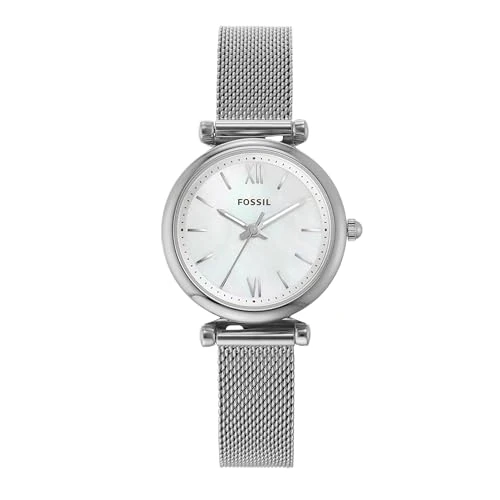 Limited-time offer: Fossil Watch for Women Carlie, Quartz Movement, 29 mm Silver Stainless Steel Case with a Stainless Steel Strap, ES4432 from 119.00 £ to 84.84 £ (save 29%)