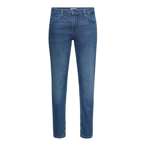 Offerta a tempo: Only & Sons Pantaloni Slim Fit da Uomo Jeans basici Denim Pantaloni Tapered Lavaggio Pietra, Colore:Blu-2, Taglia Pantalone:28W / 32L - 51% da 49.99 € a 24.50 €