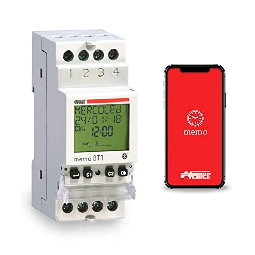 Oferta limitada: VEMER VE767600 MEMO BT1 – Interruptor Horario Digital y Astronómico, Temporizador con Bluetooth y App para Smartphone, 1 Canal, Montaje en Carril DIN, Blanco de 78.90 € a 78.90 € (ahorro 0.00%)