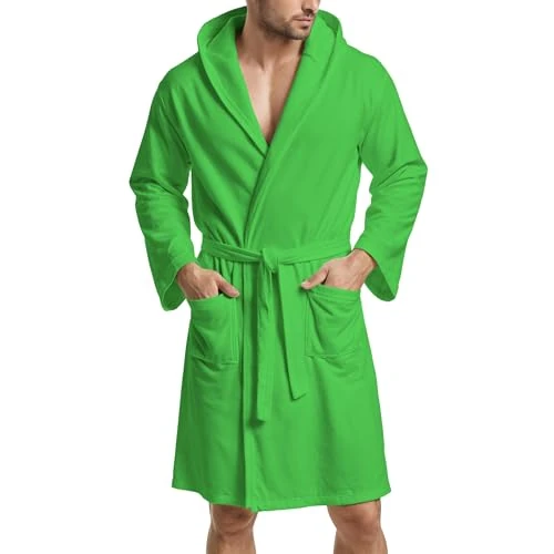 Limited-time offer: PETTI Artigiani Italiani Microfibre Bathrobe Men Women with Hood, Pockets, Belt, Unisex Quick Drying for Gym, Pool, Beach, Spa, Green, L from 22.55 £ to 22.55 £ (save 0.00%)