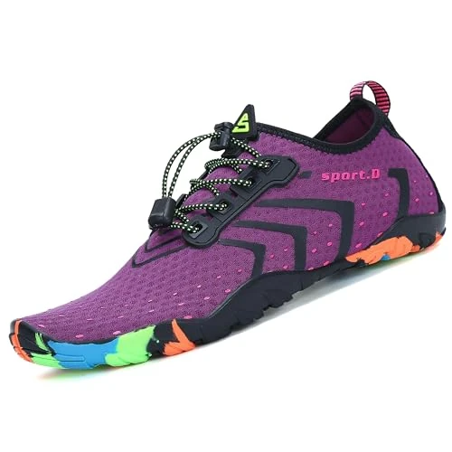 Offerta a tempo: SAGUARO Scarpe da Scoglio per Uomo Donna Asciugatura Rapida Scarpette da Spiaggia Surf Traspirante Antiscivolo Scarpe Immersione, Ondulato Viola 38 - 10% da 30.49 € a 27.44 €