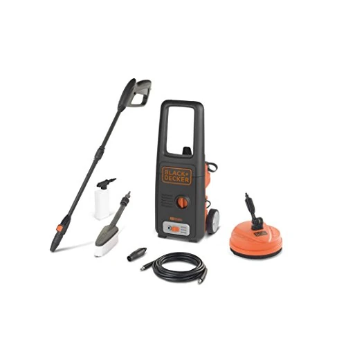 BLACK+DECKER Hochdruckreiniger BXPW1400PE mit Patio Cleaner und Feste Bürste (1400 W, 110 bar, 390 l/h)