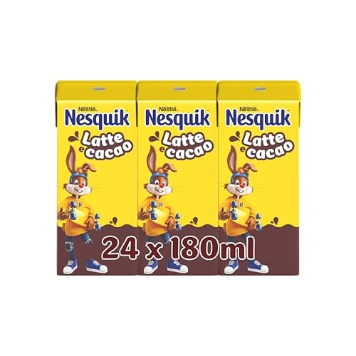 Offerta a tempo: NESQUIK Pronto da Bere Latte e Cacao, 8 Confezioni da 3 Brick da 180ml (24 Brick 4,32L) - 42% da 23.92 € a 13.99 €