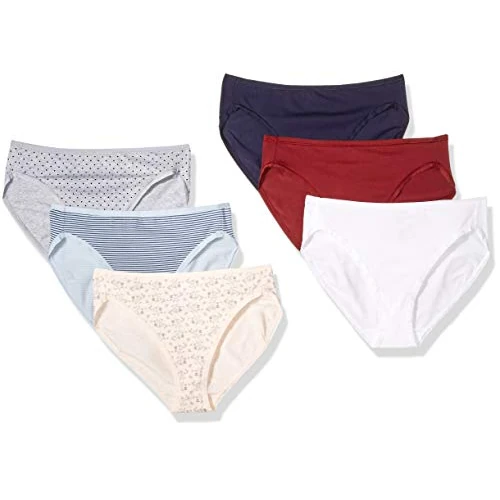 Limitiertes Angebot: Amazon Essentials Damen Slip Aus Baumwolle Mit Hohem Beinausschnitt (In Übergröße Erhältlich), Atmungsaktiv, 6er-Pack, Kühle Farben/Warm, 44 von 10.51 EUR auf 8.93 EUR (Spare 15%)