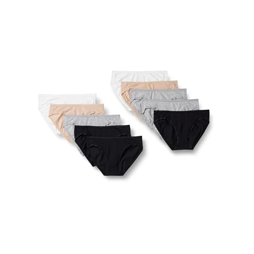 Limited-time offer: Amazon Essentials Women's Cotton Bikini Brief Underwear (Available in Plus Size), Pack of 6, Black/Grey Heather/Light Pink/White, 20 from 9.08 GBP to 9.08 GBP (save 0%)