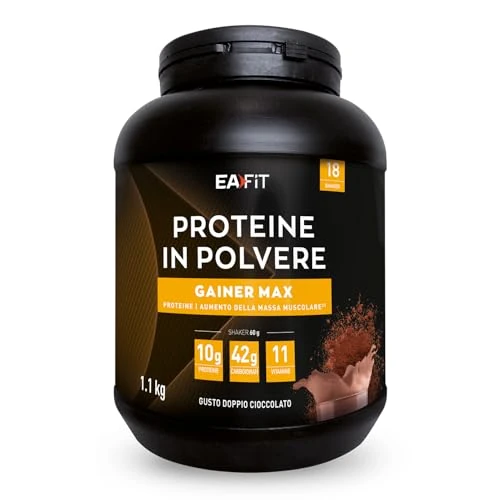 Beperkte aanbieding: GAINER MAX 1,1kg| Chocolade Hazelnoot | Eiwit | Wei + Ei | Spiermassatoename | Calorie-inname | Vitaminen Mineralen | 18 porties | EAFIT Frans merk | Anti-doping gecertificeerd van 49.96 EUR naar 49.96 EUR (besparing 0%)