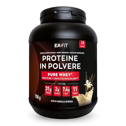 Offerta a tempo: Eafit Pure Whey - Vaniglia intensa 750 g - Crescita Muscolare — 39% da 39,90 € a 24,35 €