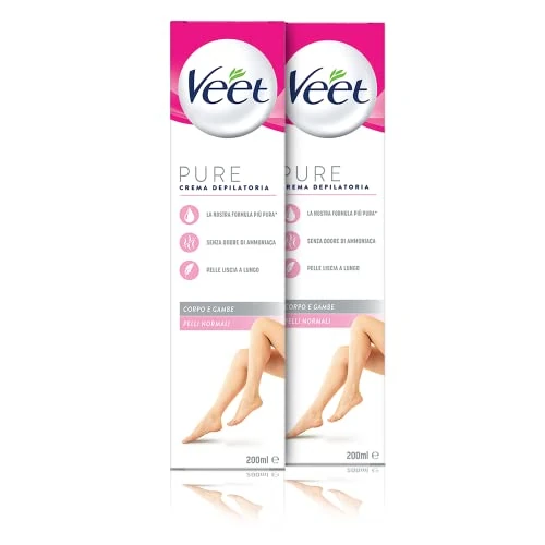 Offerta a tempo: Veet Crema Depilatoria per Gambe, Braccia, Ascelle e Zona Bikini, 2 Confezioni da 200 ml - 24% da 10.48 € a 7.98 €