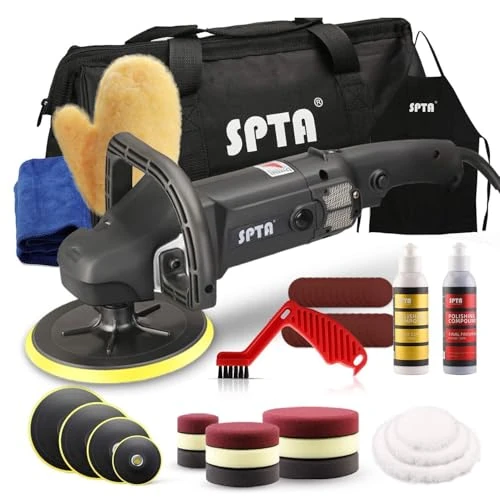 Offerta a tempo: SPTA Lucidatrice Auto, 1200W Professionale Lucidatrice per Auto, Lucidatore, 125mm/150mm/180mm Tamponi per lucidatura Kit lucidatura Auto, Impugnatura a D Rimovibile - 0.00% da 118.59 € a 118.59 €
