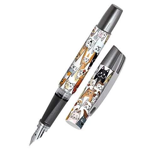 Online Penna stilografica Campus Fluffy Cats, penna stilografica per destrorsi, impugnatura ergonomica, pennino in iridio M, cartucce di inchiostro standard, con cartuccia combinata, blu, 1 pezzo