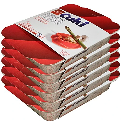 Offerta a tempo: Cuki Vaschette in cartoncino con coperchi dal freezer al microonde - 4 porz - rettangolari [RC2] - 12 vaschette (Multipack) - 33% da 16.74 € a 11.28 €