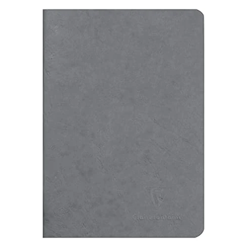 Clairefontaine 733105C collezione Age Bag Un taccuino a punto metallico grigio - A5 14,8x21 cm - 96 pagine a tinta Unità bianche - carta 90g - Copertina carta Lustrée a grana effetto cuoio