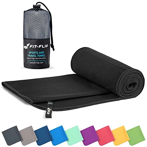 Offre limitée : Fit-Flip Serviette Microfibre - pour Le Sport, Musculation et la Piscine - compacte, Ultra-légère et Rapidement sèche - Parfait pour la Natation, la Plage et Le Voyage (90x180cm Noir) de 22.99 € à 21.84 € (5% de remise)
