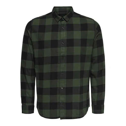 Only & Sons NOS Onsgudmund Ls Checked Shirt Noos vrijetijdshemd,groen (Forest Night Forest Night),XXL