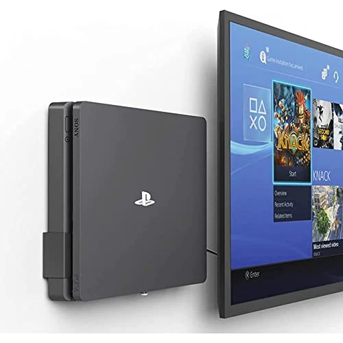 Monzlteck Wall Mount for PS4 Slim, Solid Metal Holder, Storage and Organizer for Video Games