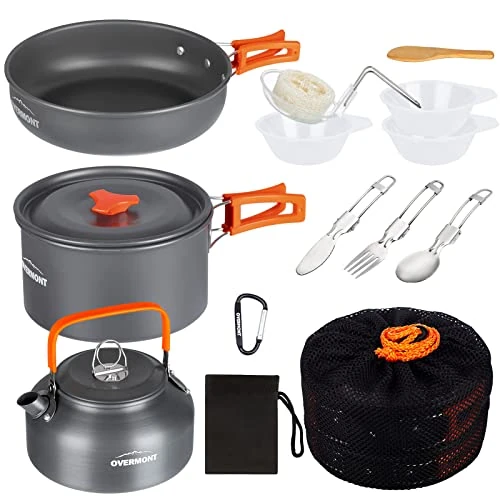Oferta limitada: OVERMONT 14Pcs Kit de Utensilios Cocina Camping Olla Sartén Tetera Vajilla para Acampada Senderismo Excursión al Aire Llibre de Aluminio de 35.36 € a 35.36 € (ahorro 0.00%)