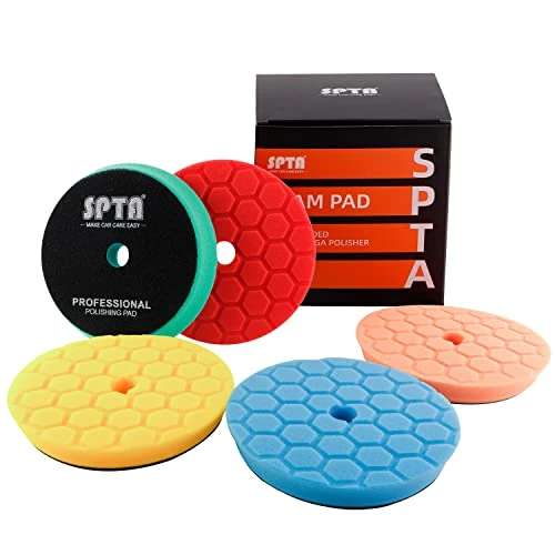 Offerta a tempo: SPTA Tampone di lucidatura, 5Pcs 150mm Hex Logic tamponi lucidatura Tamponi per lucidatura Kit Lucidatura Spugne di Cera Spugne Auto Lucidatura Pad Lucidatura Set per 125mm lucidatura Auto -AHLTS6M5 - 0.00% da 26.99 € a 26.99 €