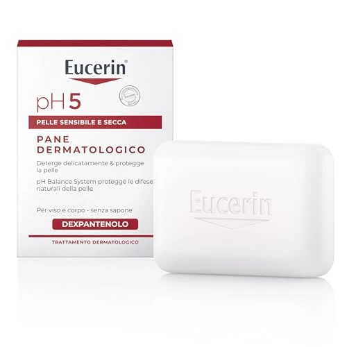Eucerin pH5 Seifenfreies Waschstück 100 g, feste Seife Syndet mit Dexpanthenol und ohne alkalische Seife, für tägliche Reinigung von trockener, empfindlicher Haut