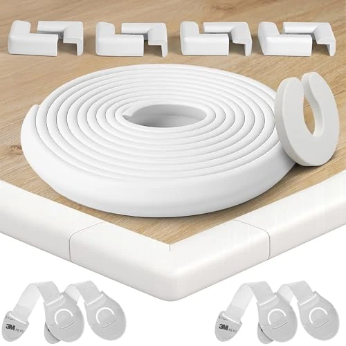 Offerta a tempo: HAPPY CHLEA® Paraspigoli per Bambini in Gomma con Tecnologia Schiuma Attiva, Kit da 6,4 M Totali di Protezione tra Paracolpi, 8 Paraspigoli Angolari e 4 Blocca Cassetti + 1 Fermaporta (Bianco) - 0.00% da 20.84 € a 20.84 €