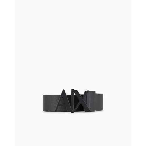 Armani Exchange Everyday Logo Belt Cinturón para Hombre, Negro (Black/Monmist - Black/Monmist 61120), 115 (Talla del fabricante: 38)