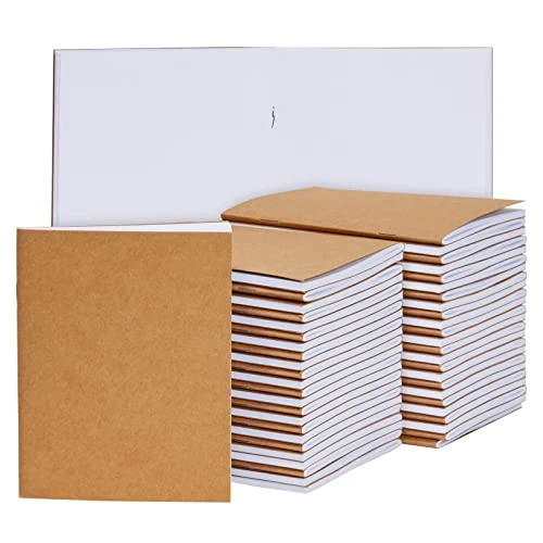 Carnets Papier Kraft (Paquet de 48) - Carnets de Notes, Carnets de Poche pour Voyage, Agendas, Notes, Listes - Sans Lignes, Couverture Brun Kraft, 24 pages recto-verso, 10,8 x 13,4 cm